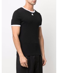 T-shirt à col rond noir Courrèges