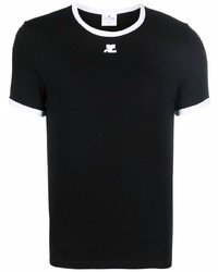 T-shirt à col rond noir Courrèges