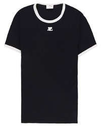 T-shirt à col rond noir Courrèges