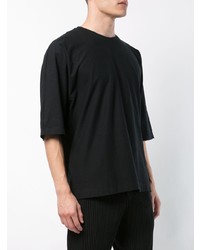 T-shirt à col rond noir Homme Plissé Issey Miyake