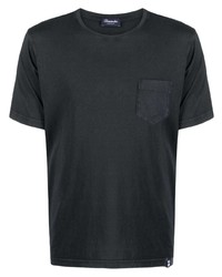 T-shirt à col rond noir Drumohr