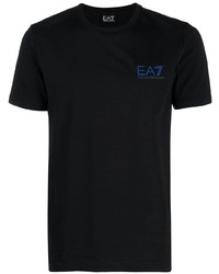 T-shirt à col rond noir Ea7 Emporio Armani