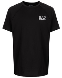 T-shirt à col rond noir Ea7 Emporio Armani
