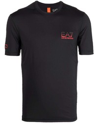 T-shirt à col rond noir Ea7 Emporio Armani