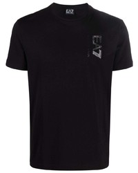 T-shirt à col rond noir Ea7 Emporio Armani