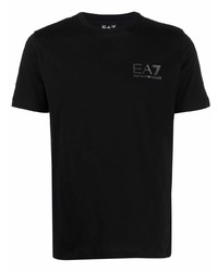 T-shirt à col rond noir Ea7 Emporio Armani