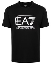 T-shirt à col rond noir Ea7 Emporio Armani