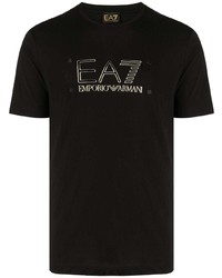 T-shirt à col rond noir Ea7 Emporio Armani