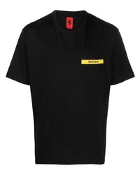 T-shirt à col rond noir Ferrari