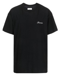 T-shirt à col rond noir Flaneur Homme