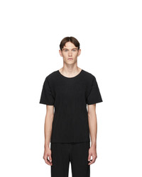 T-shirt à col rond noir Homme Plissé Issey Miyake