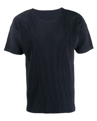 T-shirt à col rond noir Homme Plissé Issey Miyake