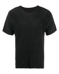 T-shirt à col rond noir Homme Plissé Issey Miyake