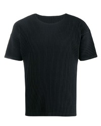 T-shirt à col rond noir Homme Plissé Issey Miyake