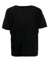 T-shirt à col rond noir Homme Plissé Issey Miyake