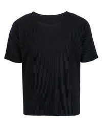 T-shirt à col rond noir Homme Plissé Issey Miyake