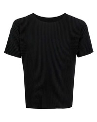 T-shirt à col rond noir Homme Plissé Issey Miyake