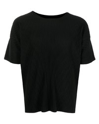 T-shirt à col rond noir Homme Plissé Issey Miyake