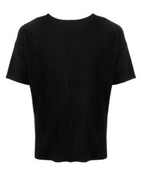 T-shirt à col rond noir Homme Plissé Issey Miyake