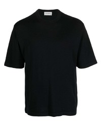 T-shirt à col rond noir John Smedley