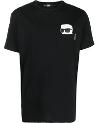 T-shirt à col rond noir Karl Lagerfeld