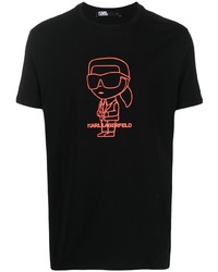 T-shirt à col rond noir Karl Lagerfeld