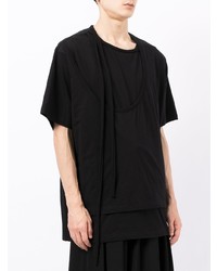 T-shirt à col rond noir Yohji Yamamoto