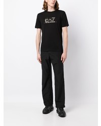 T-shirt à col rond noir Ea7 Emporio Armani