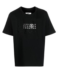 T-shirt à col rond noir MM6 MAISON MARGIELA