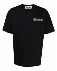 T-shirt à col rond noir Moschino