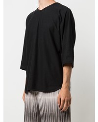 T-shirt à col rond noir Homme Plissé Issey Miyake