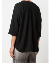 T-shirt à col rond noir Homme Plissé Issey Miyake