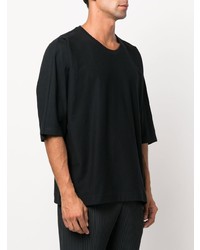 T-shirt à col rond noir Homme Plissé Issey Miyake