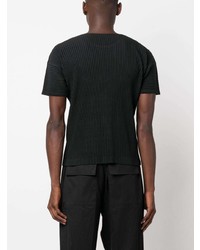 T-shirt à col rond noir Homme Plissé Issey Miyake