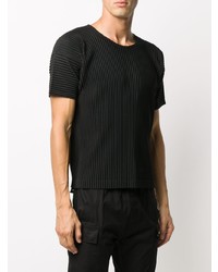 T-shirt à col rond noir Homme Plissé Issey Miyake