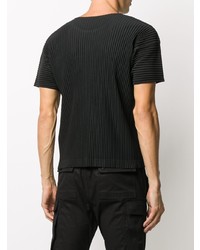 T-shirt à col rond noir Homme Plissé Issey Miyake