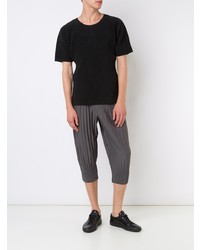 T-shirt à col rond noir Homme Plissé Issey Miyake