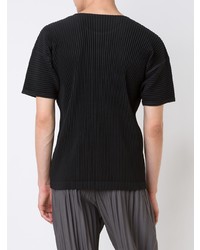 T-shirt à col rond noir Homme Plissé Issey Miyake