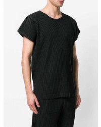 T-shirt à col rond noir Homme Plissé Issey Miyake