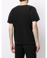 T-shirt à col rond noir Homme Plissé Issey Miyake