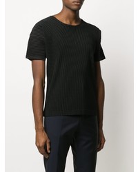 T-shirt à col rond noir Homme Plissé Issey Miyake