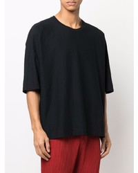 T-shirt à col rond noir Homme Plissé Issey Miyake