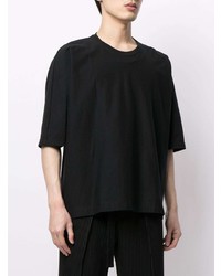 T-shirt à col rond noir Homme Plissé Issey Miyake