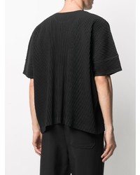 T-shirt à col rond noir Homme Plissé Issey Miyake