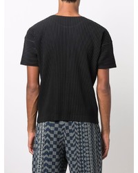 T-shirt à col rond noir Homme Plissé Issey Miyake