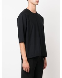 T-shirt à col rond noir Homme Plissé Issey Miyake