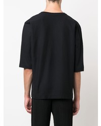 T-shirt à col rond noir Homme Plissé Issey Miyake