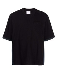 T-shirt à col rond noir Sacai