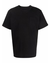 T-shirt à col rond noir Sacai