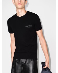 T-shirt à col rond noir Balmain